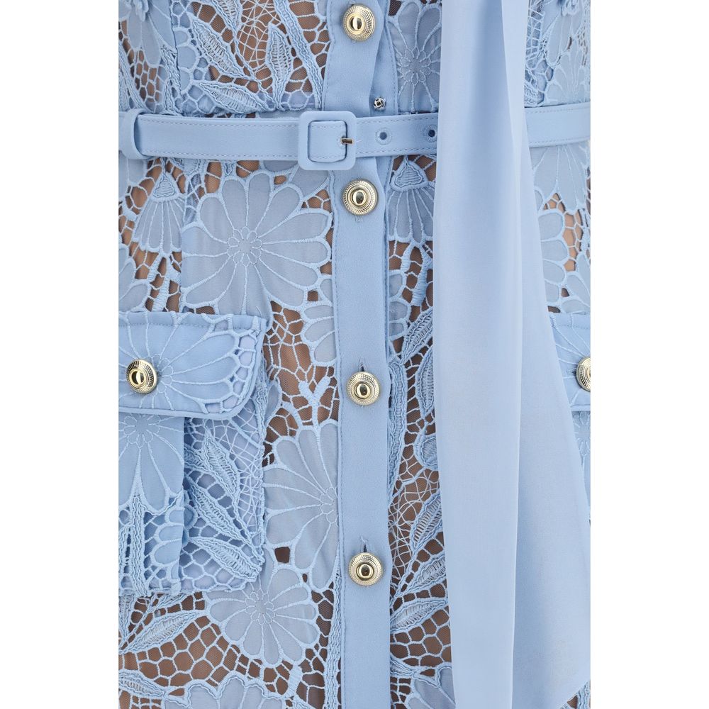Self-Portrait Blue Polyester Casual Dress