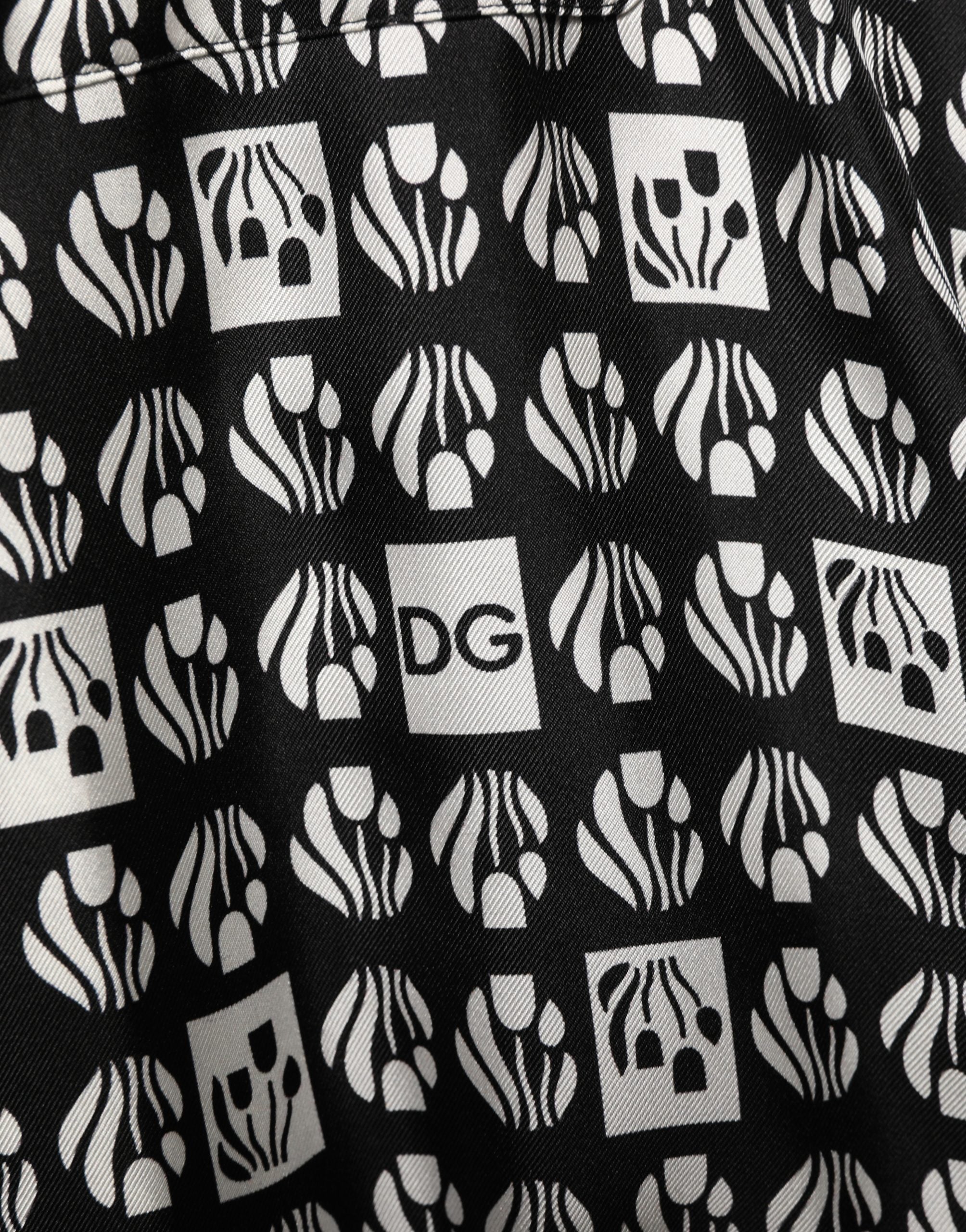 Dolce & Gabbana Black White Silk Men Wrap Robe Coat Jacket