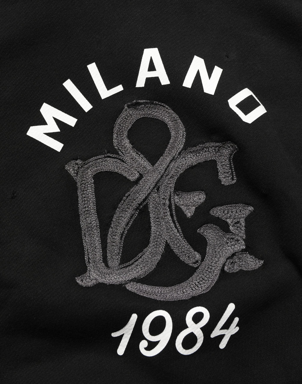 Dolce & Gabbana Black Cotton Milano1984 Print Hoodie Sweater
