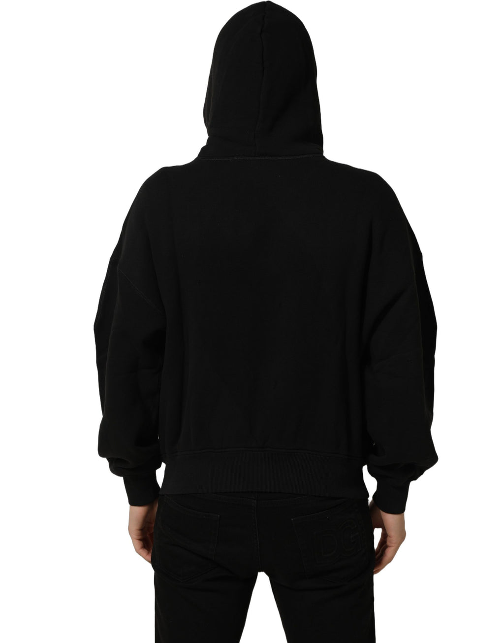 Dolce & Gabbana Black Cotton Milano1984 Print Hoodie Sweater