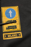 Dolce & Gabbana Black Cotton Logo Hooded Oversize Sweater