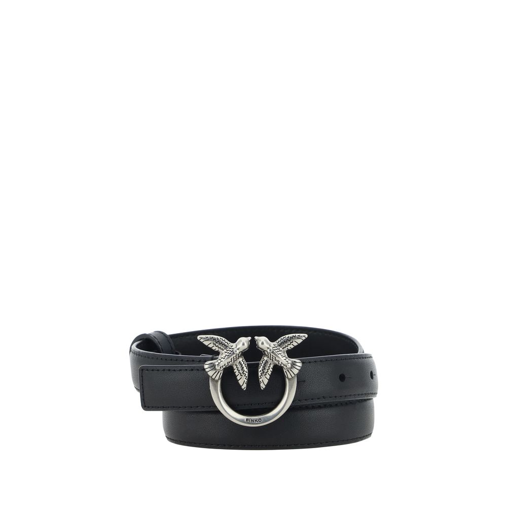 PINKO Black Calf Leather Bos Taurus Regular Belt