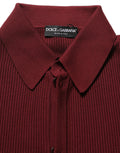 Dolce & Gabbana Burgundy Wool Button Down Cardigan Sweater