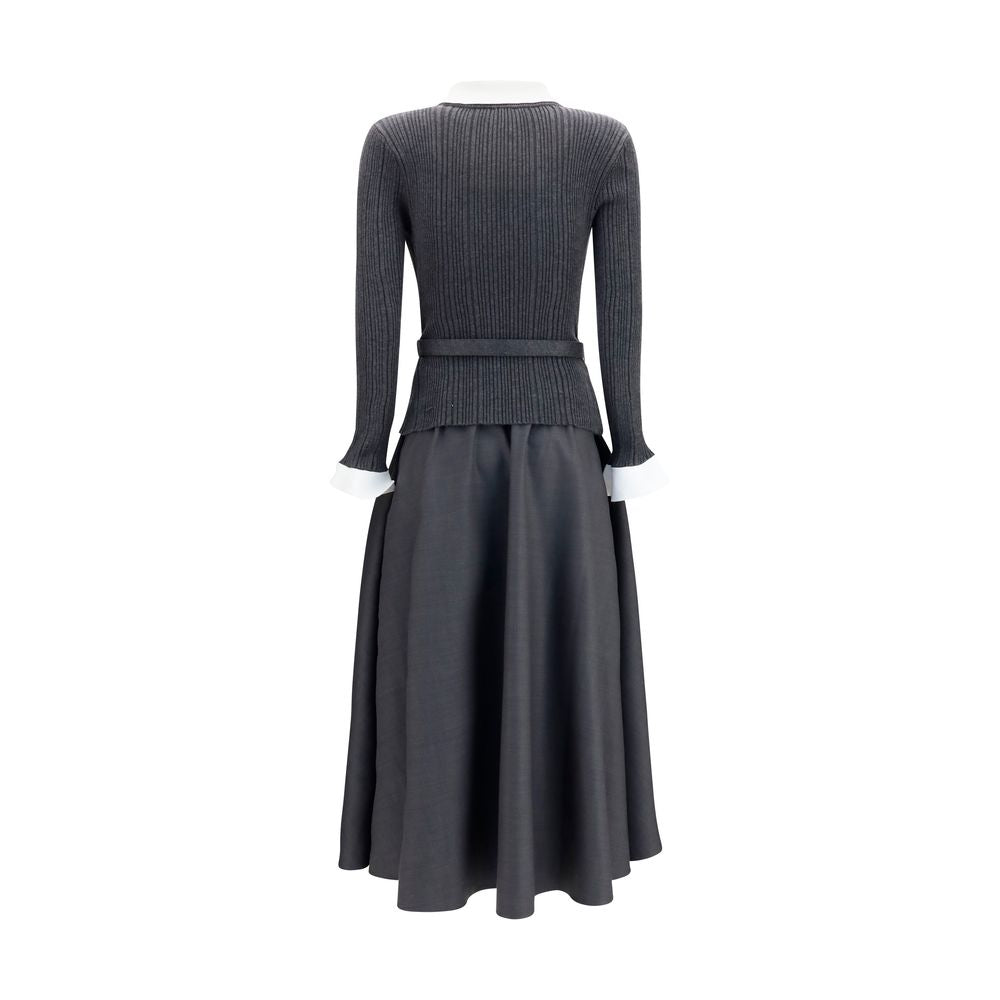 Self-Portrait Gray Polyamide Casual Dress