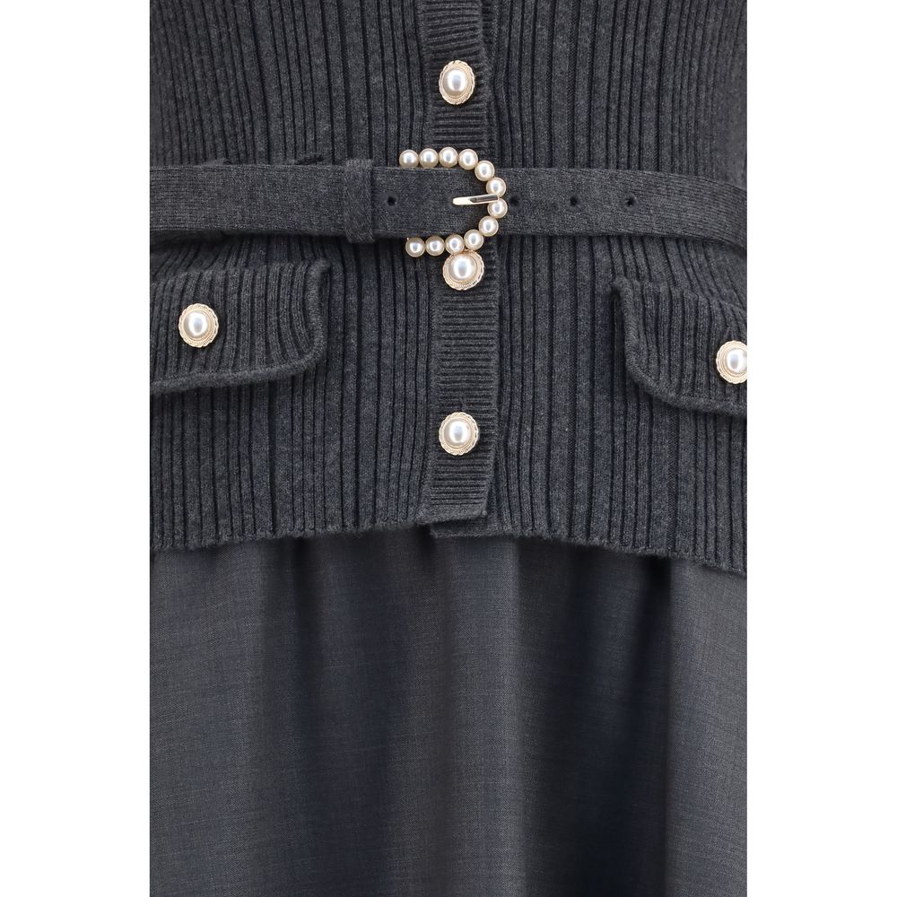 Self-Portrait Gray Polyamide Casual Dress