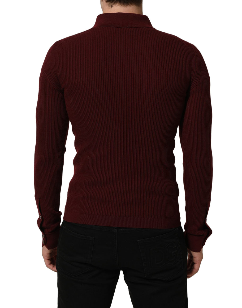 Dolce & Gabbana Burgundy Wool Button Down Cardigan Sweater