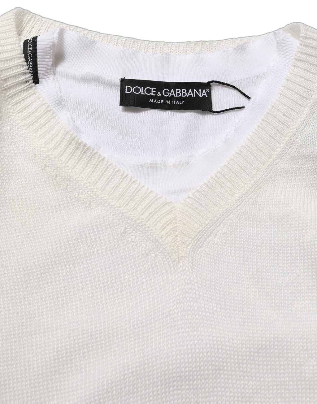 Dolce & Gabbana White Flax CrewNeck Layered Pullover Sweater