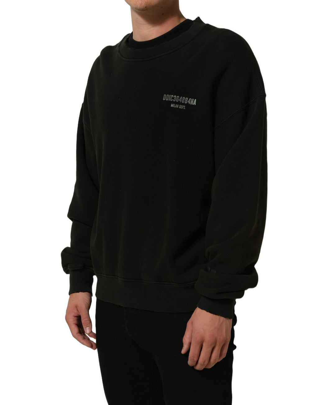 Dolce & Gabbana Black Cotton Crew Neck Men Sweatshirt Sweater