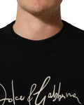 Dolce & Gabbana Black DG Embroidered Crew Neck Pullover Men Sweater