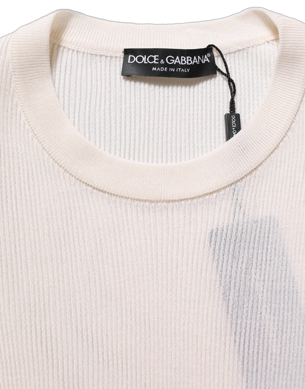 Dolce & Gabbana White Silk Crew Neck Men Pullover Sweater