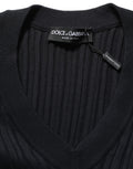 Dolce & Gabbana Black Silk Blend V-neck Pullover Men Sweater