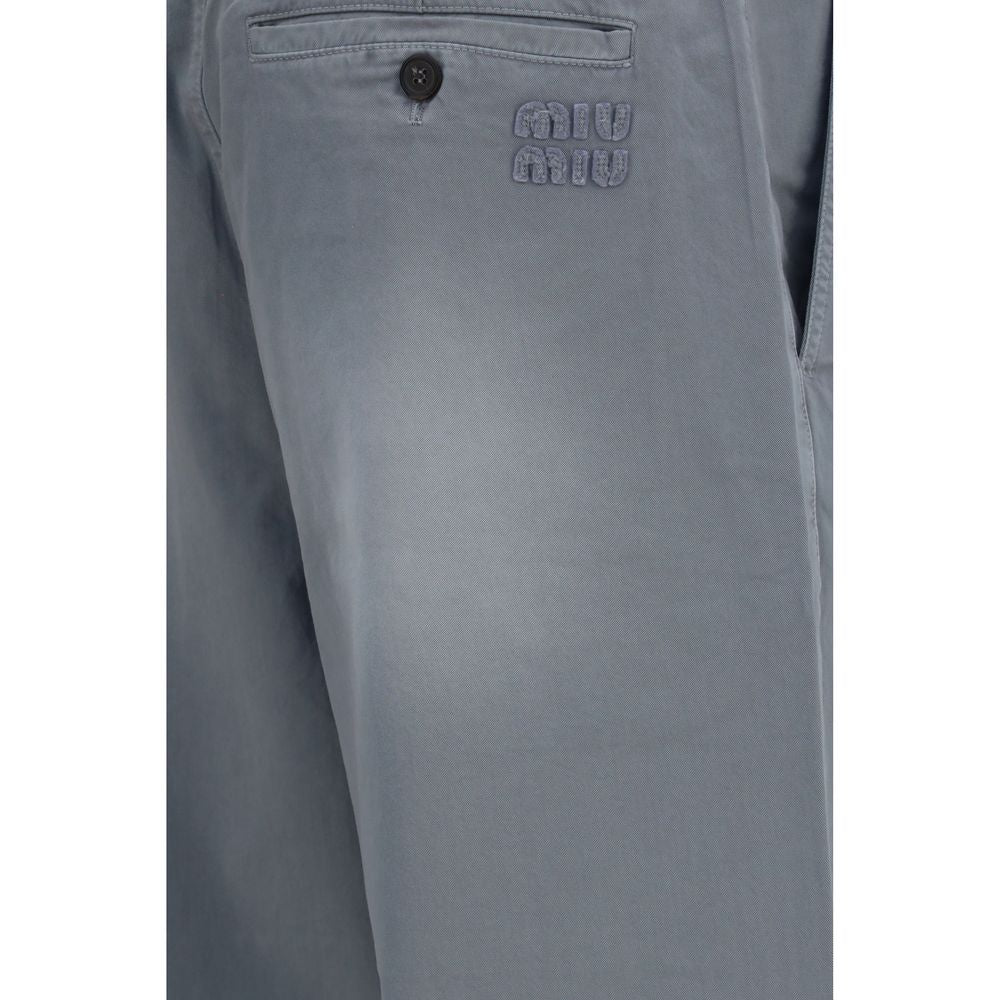 Miu Miu Gray Cotton Casual Pants
