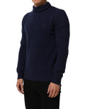 Dolce & Gabbana Blue Wool Knit Turtleneck Pullover Sweater