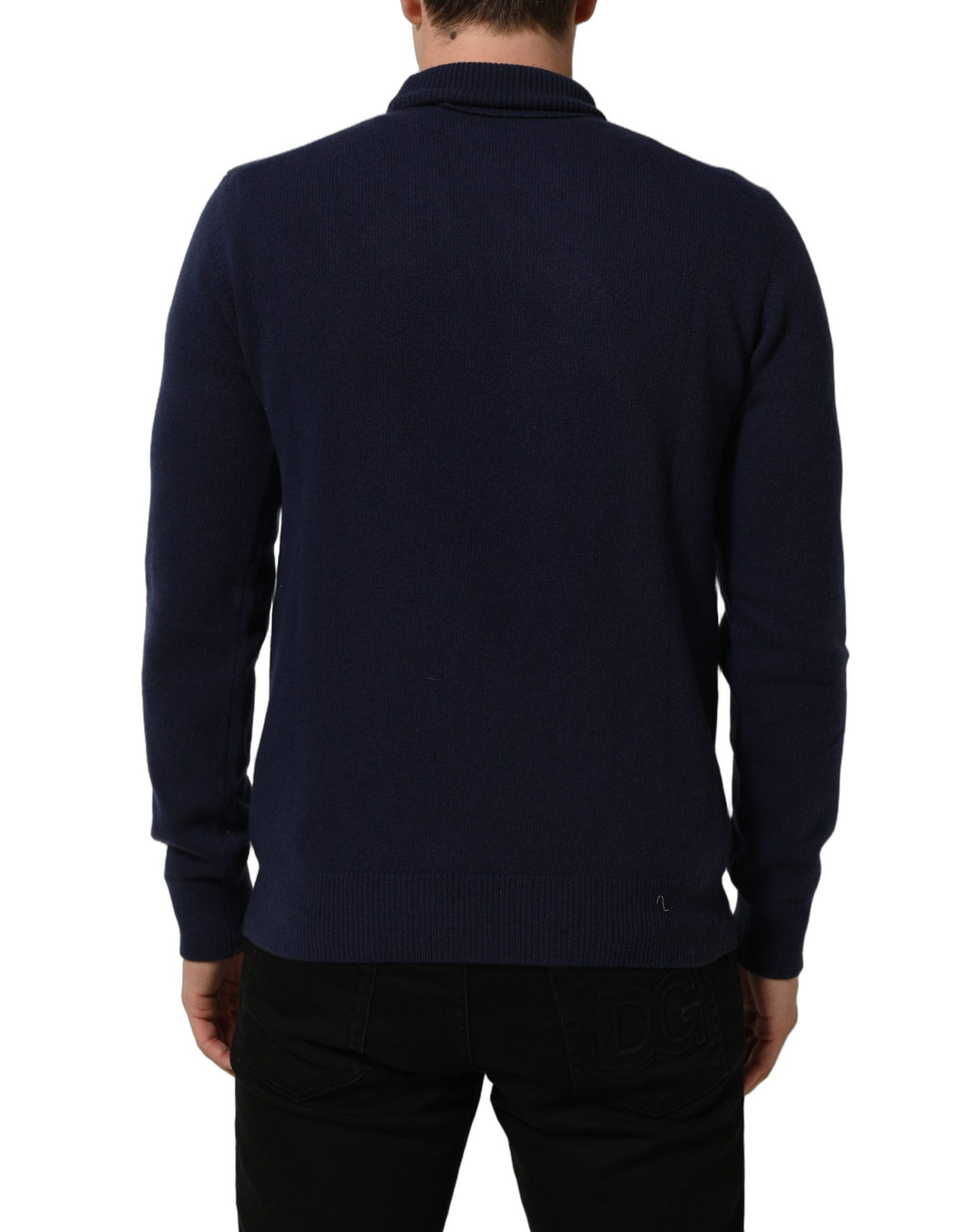 Dolce & Gabbana Blue Wool Knit Turtleneck Pullover Sweater