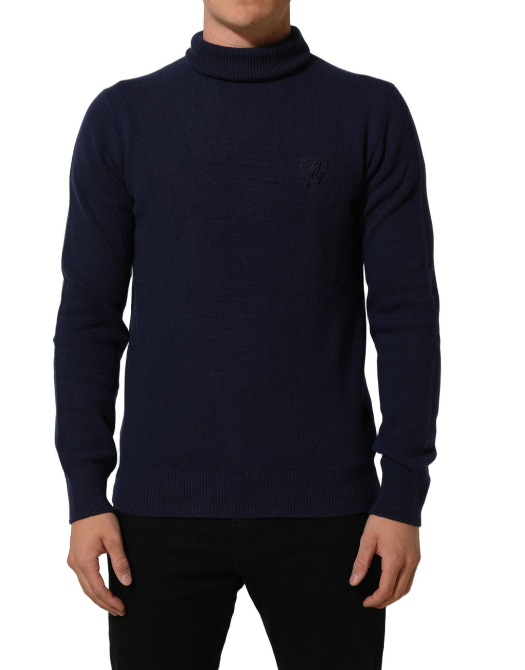 Dolce & Gabbana Blue Wool Knit Turtleneck Pullover Sweater