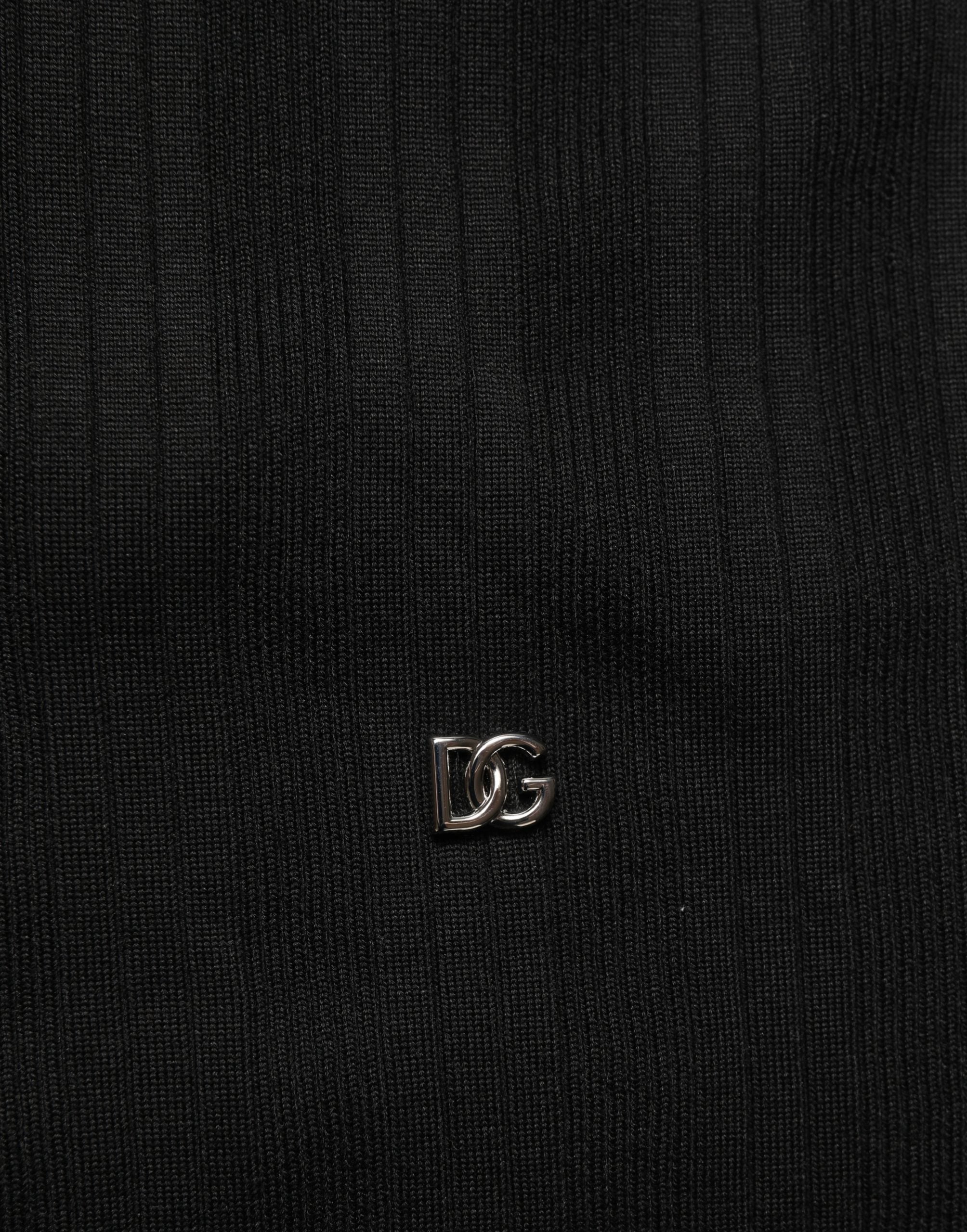 Dolce & Gabbana Black Silk Blend Henley Pullover Men Sweater