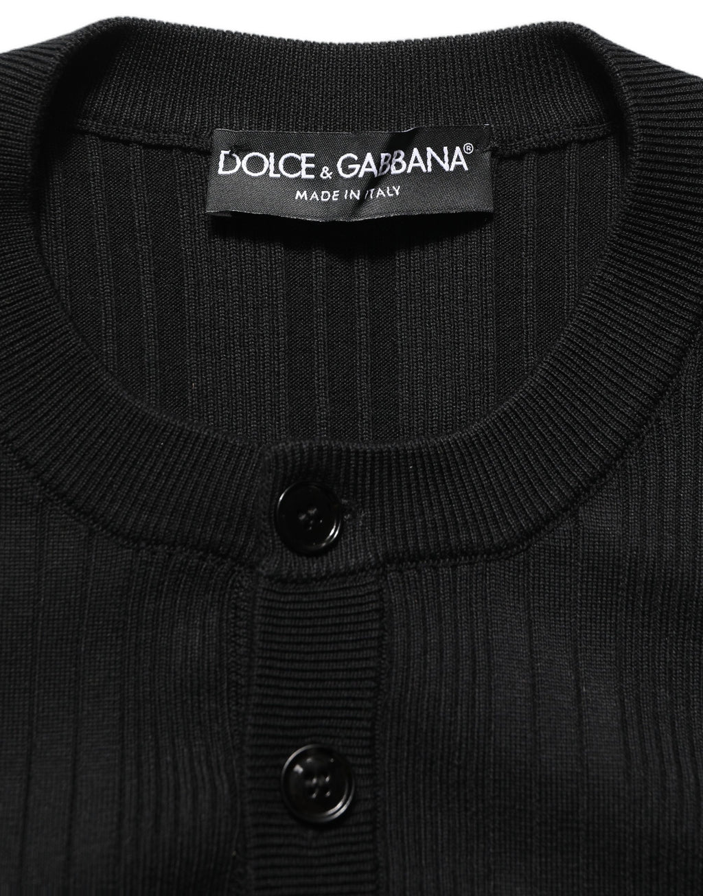Dolce & Gabbana Black Silk Blend Henley Pullover Men Sweater