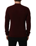 Dolce & Gabbana Burgundy Wool Half Zip Men Pullover Sweater