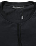 Dolce & Gabbana Dark Blue Cotton Round Neck Pullover Sweater