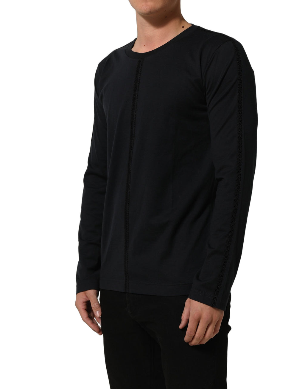 Dolce & Gabbana Dark Blue Cotton Round Neck Pullover Sweater