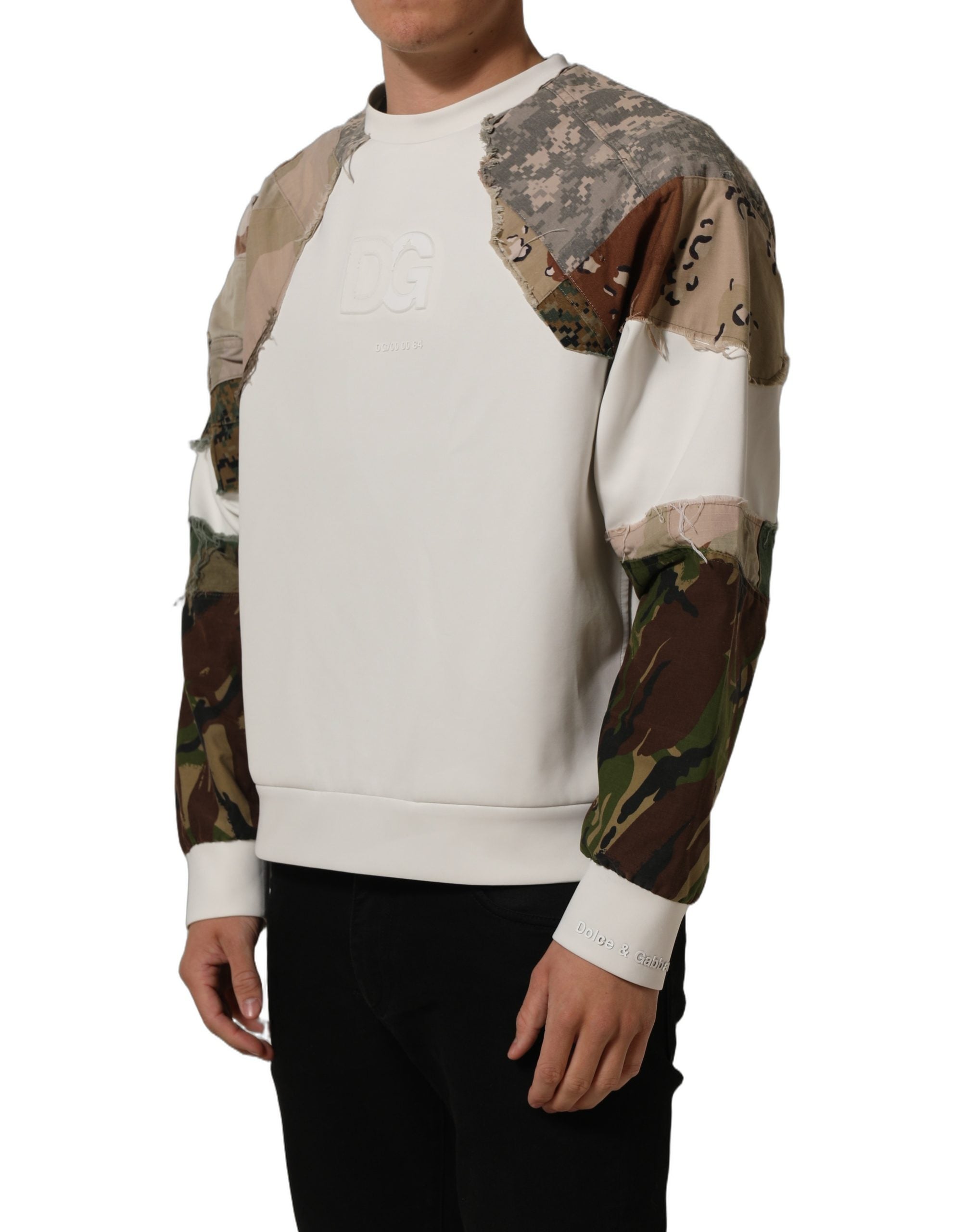 Dolce & Gabbana Multicolor Camo Patchwork Sweatshirt Sweater