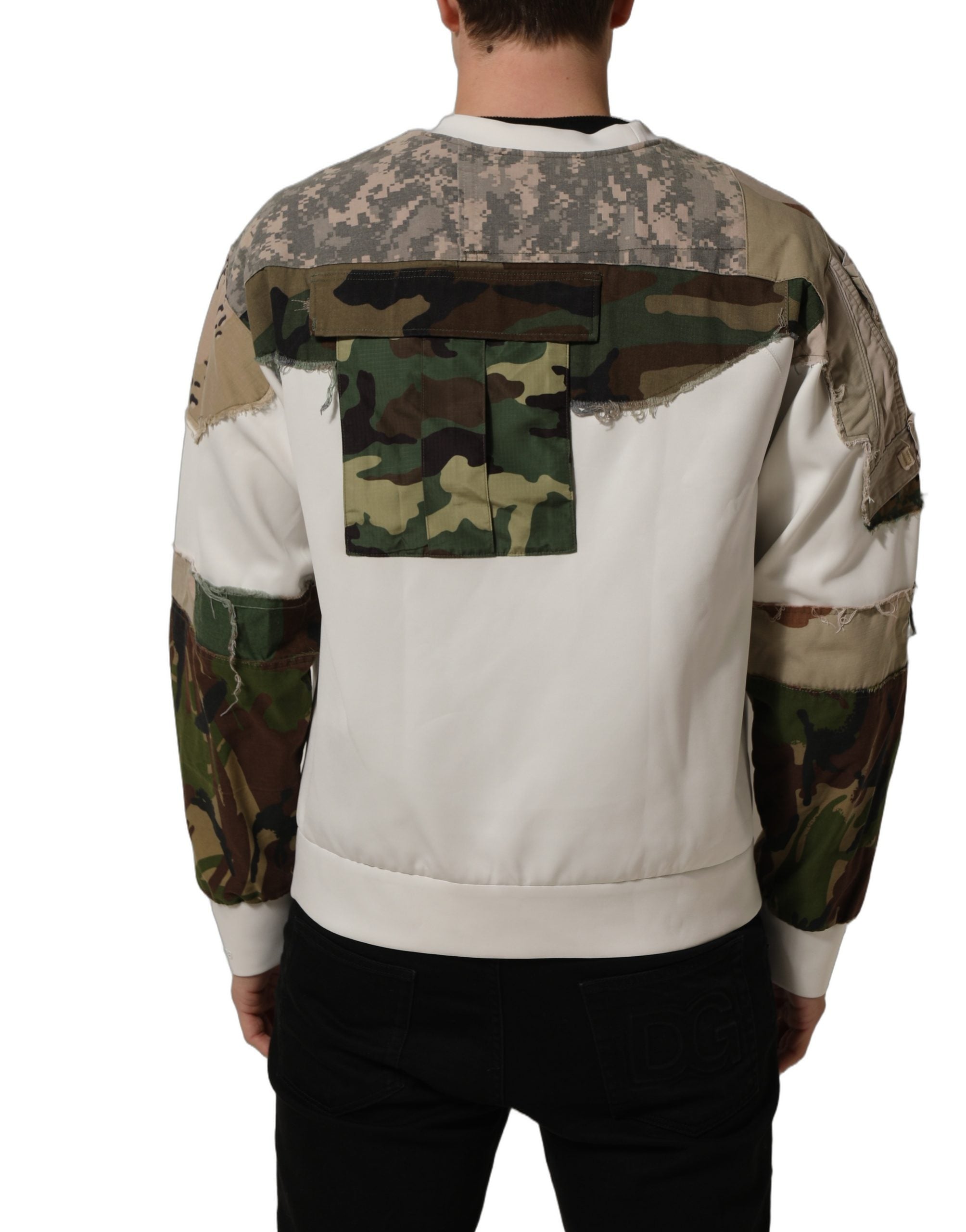 Dolce & Gabbana Multicolor Camo Patchwork Sweatshirt Sweater