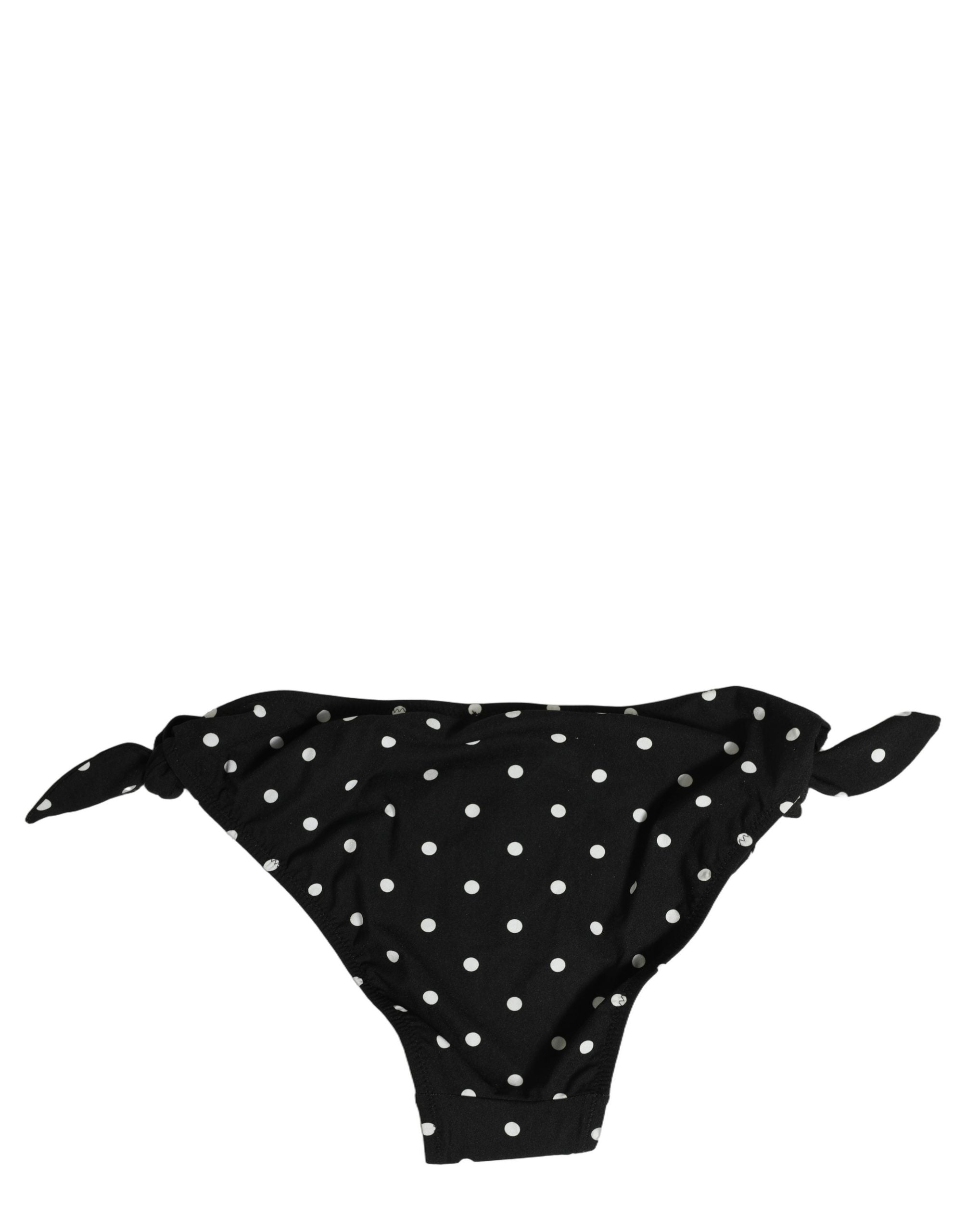 Dolce & Gabbana Black Polka Dot Swimwear Beachwear Bottom Bikini