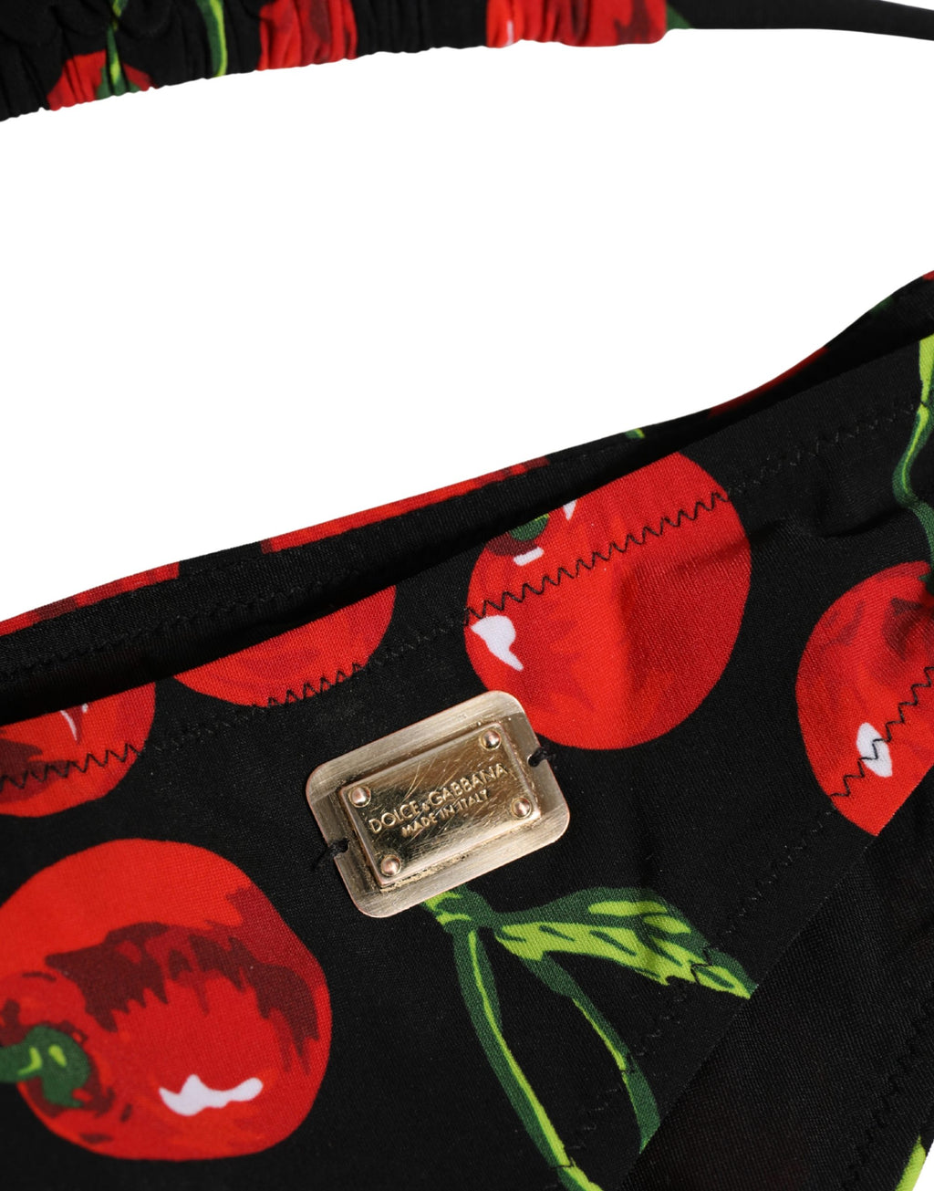 Dolce & Gabbana Black Cherry Print Nylon Bikini 2 Piece Swimwear