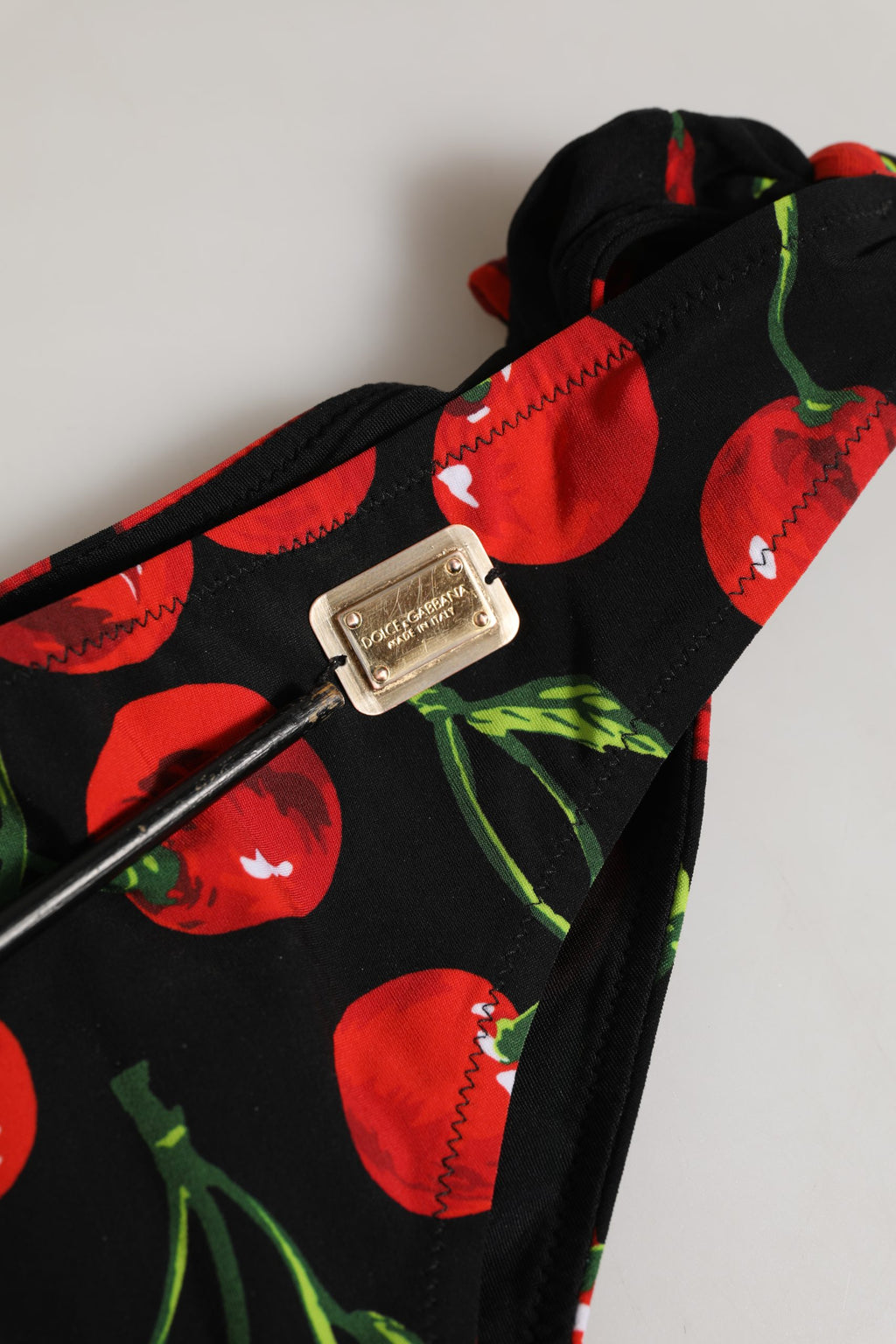 Dolce & Gabbana Black Cherry Print Nylon Bikini 2 Piece Swimwear