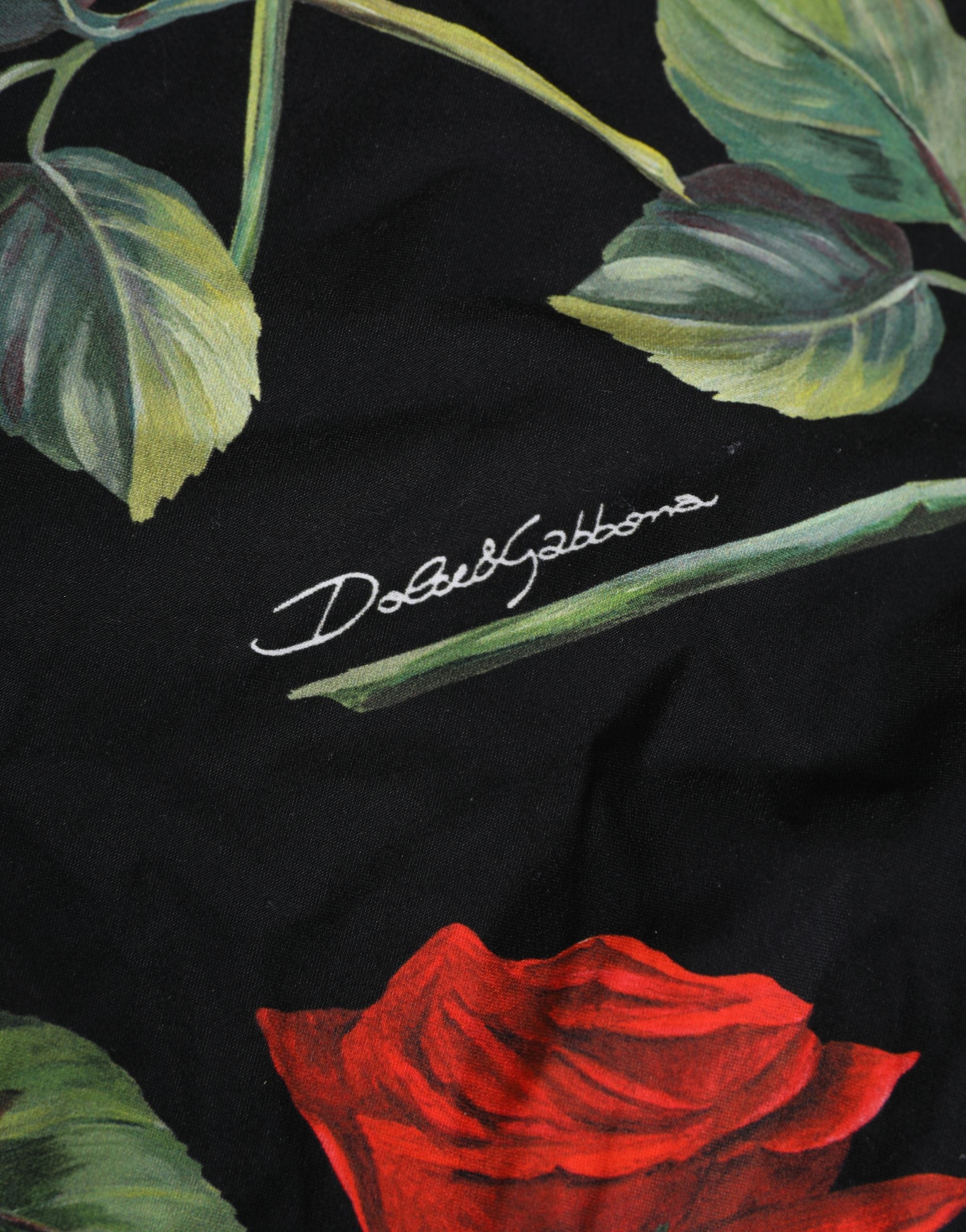 Dolce & Gabbana Black Rose Print One Piece Swimsuit Swimwear