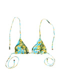 Dolce & Gabbana Blue Floral Print Nylon Halter Bikini Top Swimwear