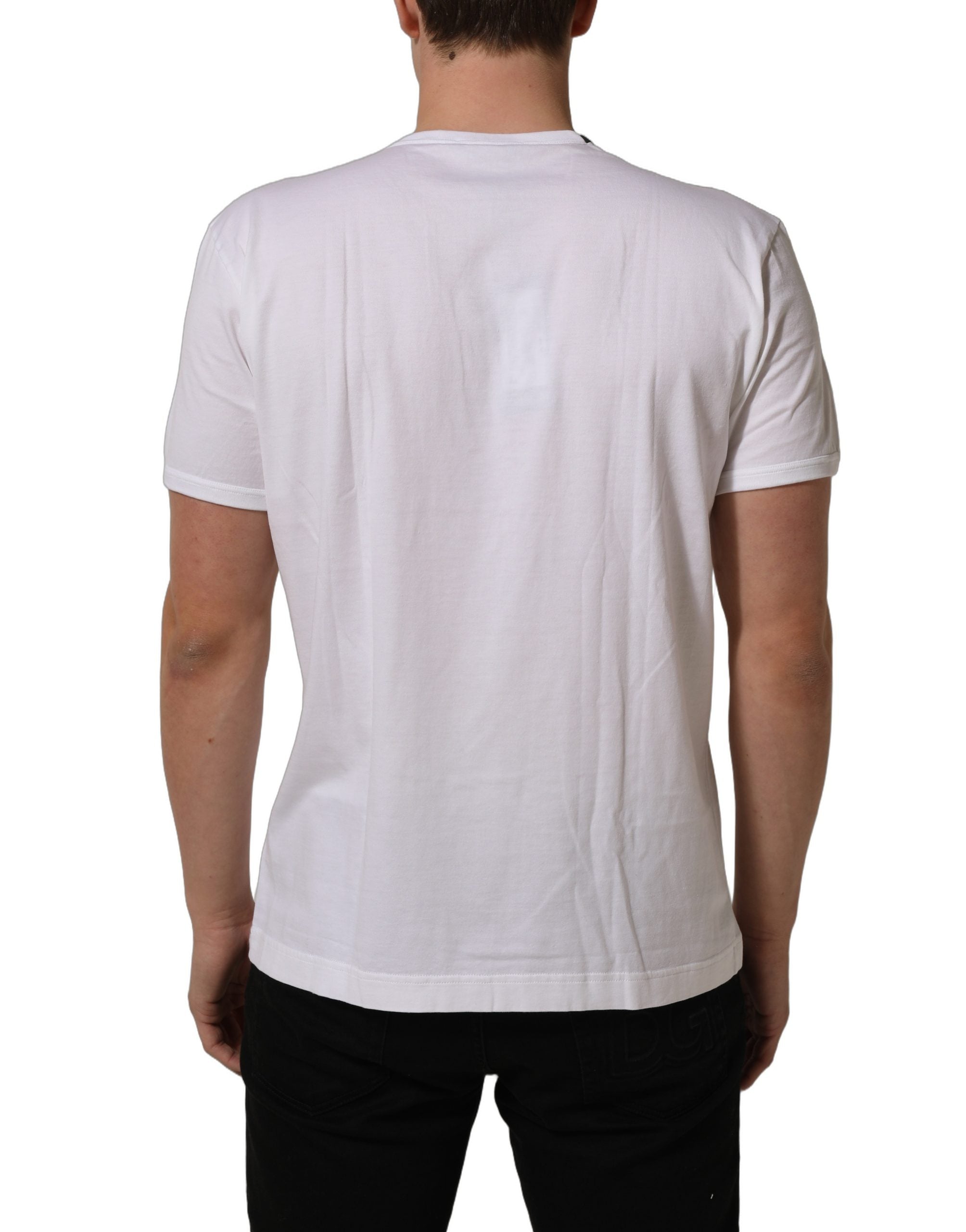 Dolce & Gabbana White Cotton Short Sleeves CrewNeck T-shirt