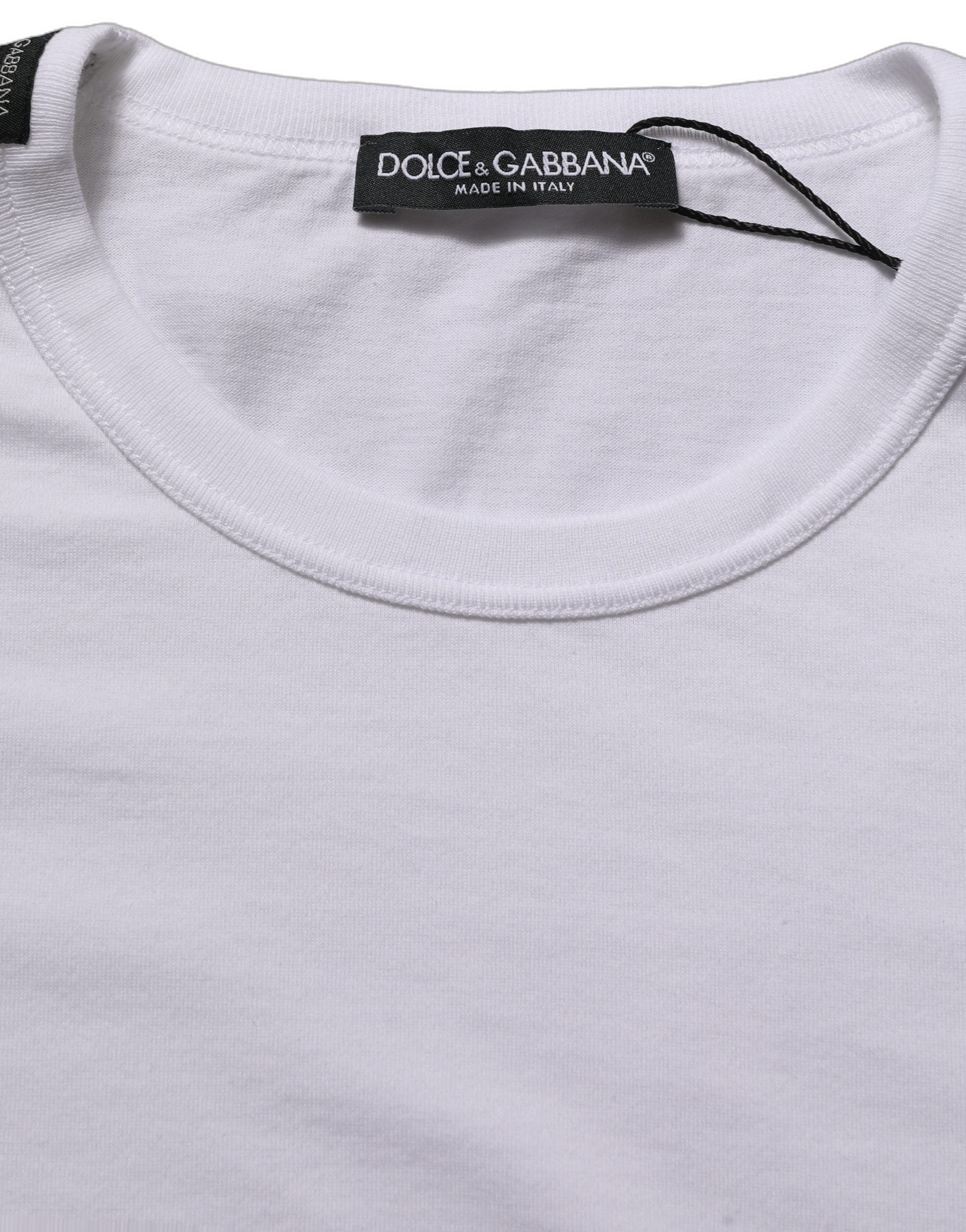 Dolce & Gabbana White Cotton Short Sleeves CrewNeck T-shirt