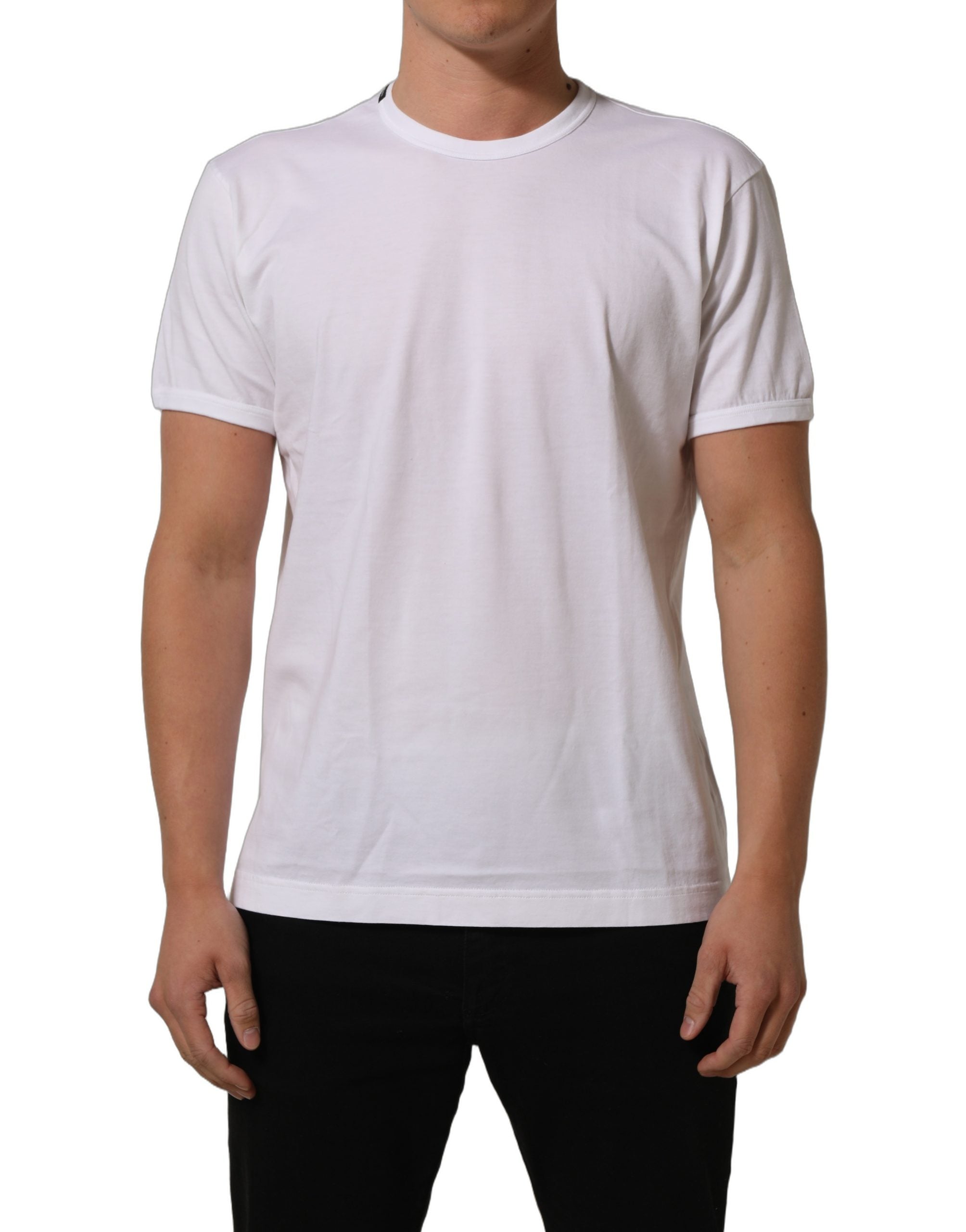 Dolce & Gabbana White Cotton Short Sleeves CrewNeck T-shirt