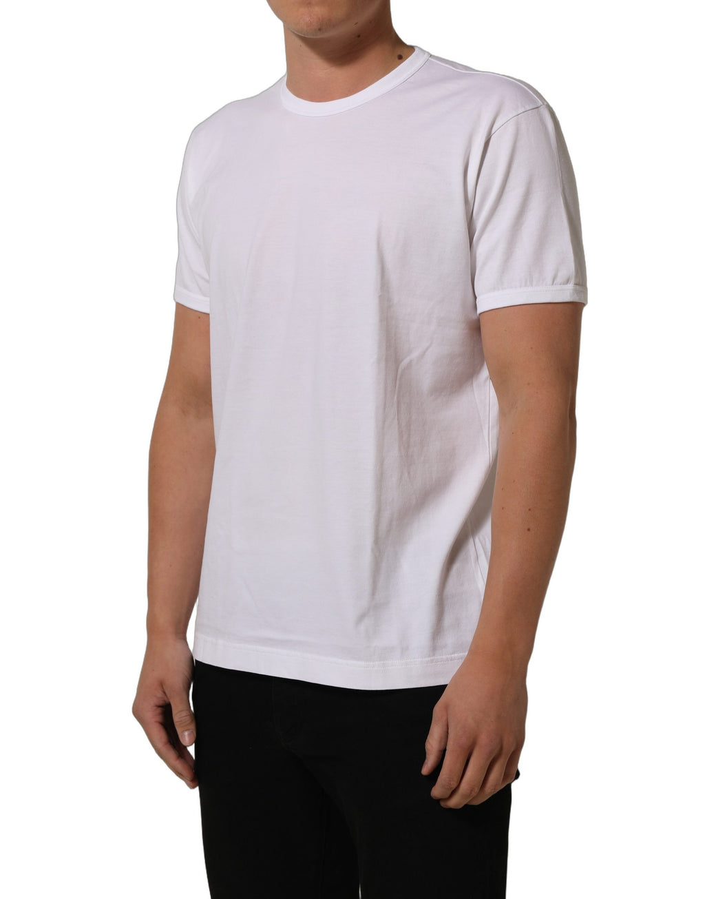 Dolce & Gabbana White Cotton Short Sleeves CrewNeck T-shirt