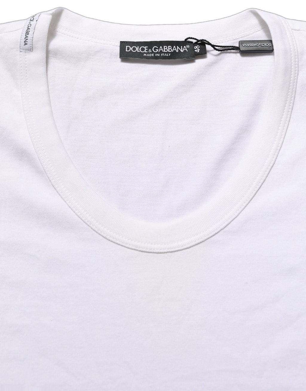 Dolce & Gabbana White Cotton Short Sleeve Round Neck T-shirt
