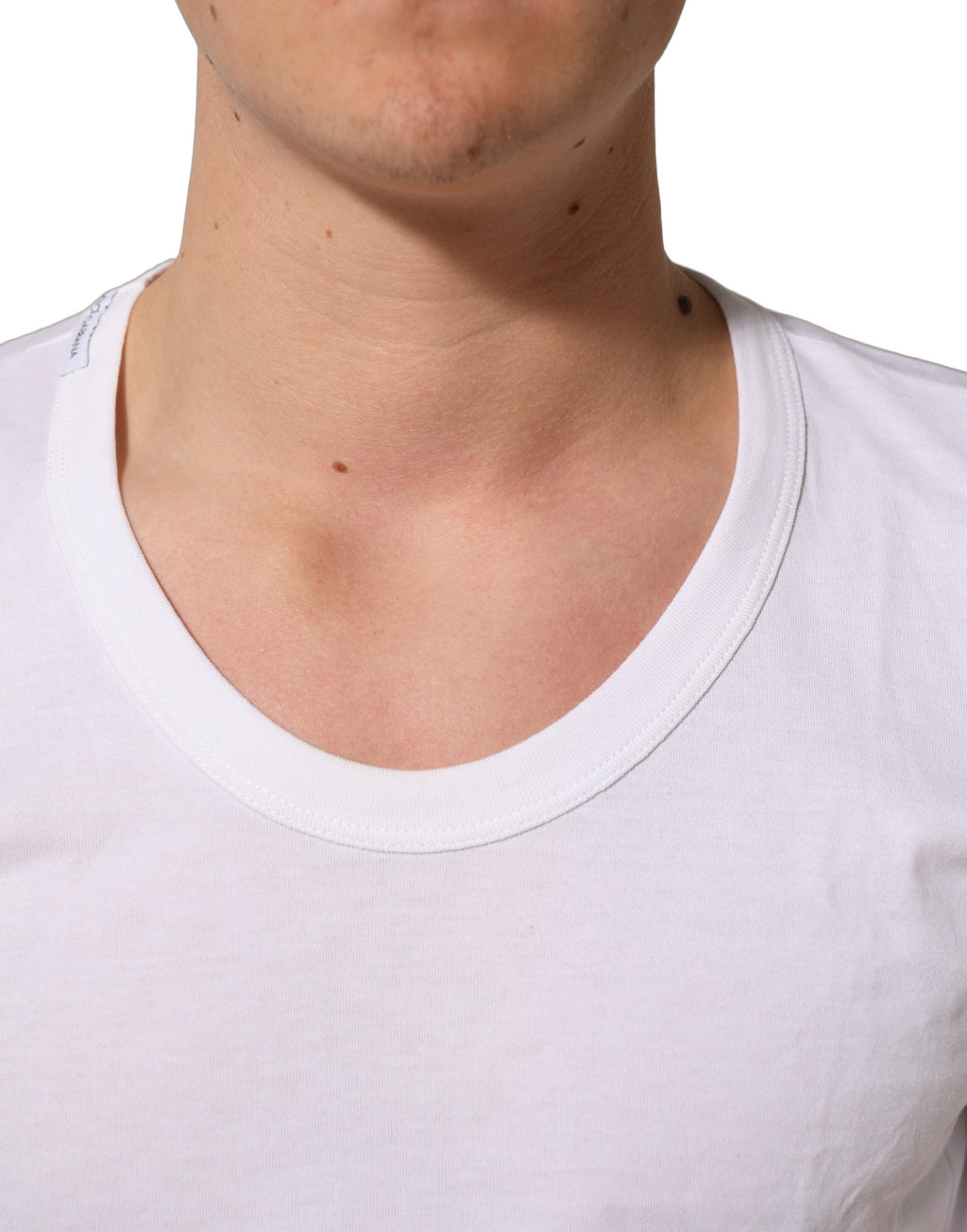 Dolce & Gabbana White Cotton Short Sleeve Round Neck T-shirt