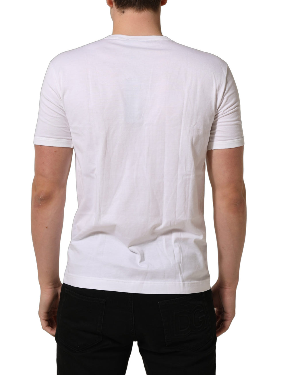 Dolce & Gabbana White Cotton Short Sleeve Round Neck T-shirt