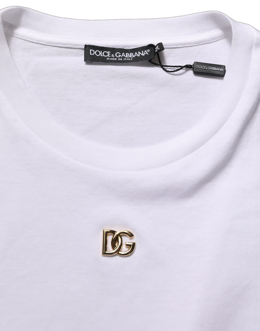 Dolce & Gabbana White Metal DG Logo Short Sleeves T-shirt