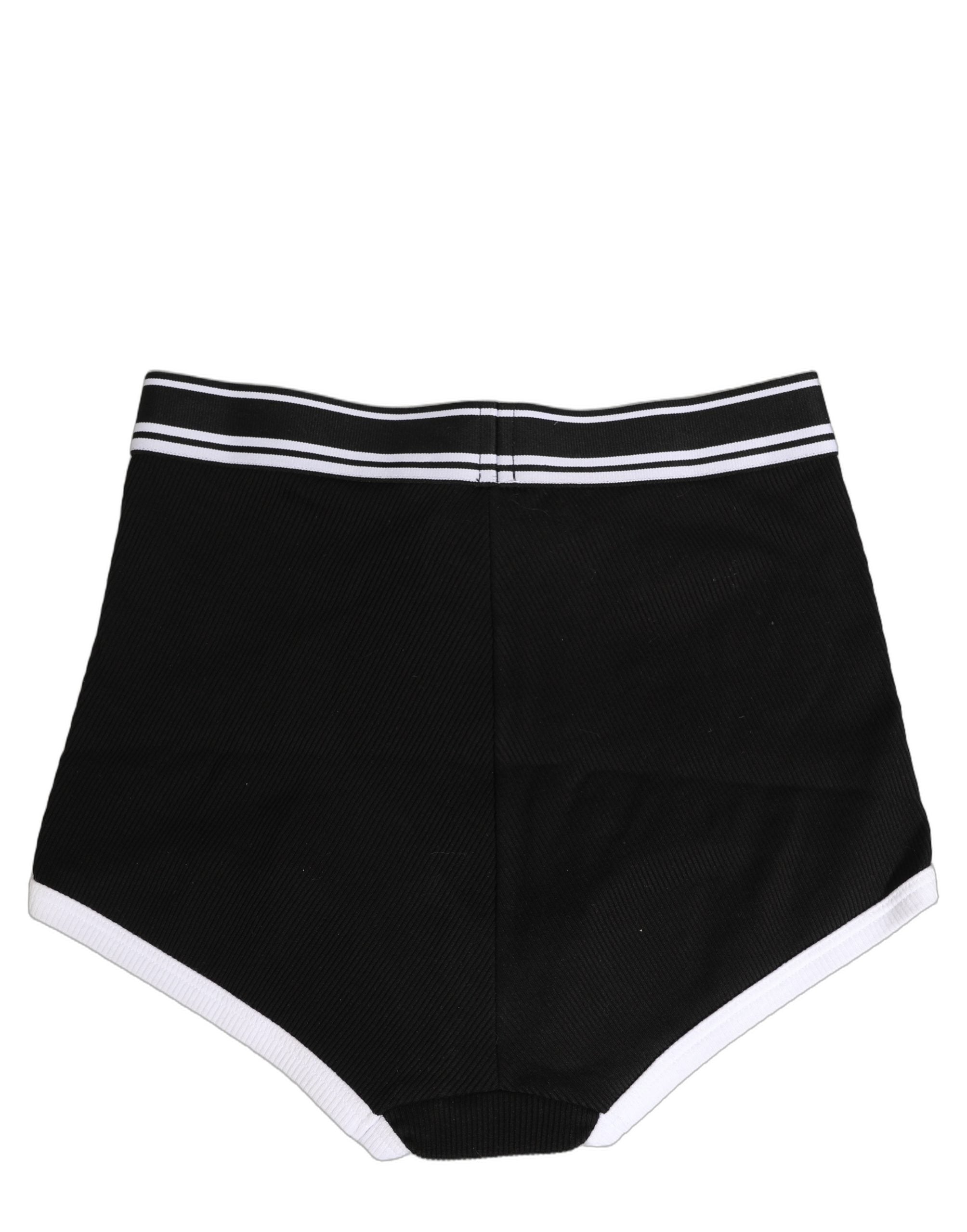 Dolce & Gabbana Black White Logo Waistband Coulotte Panty Underwear