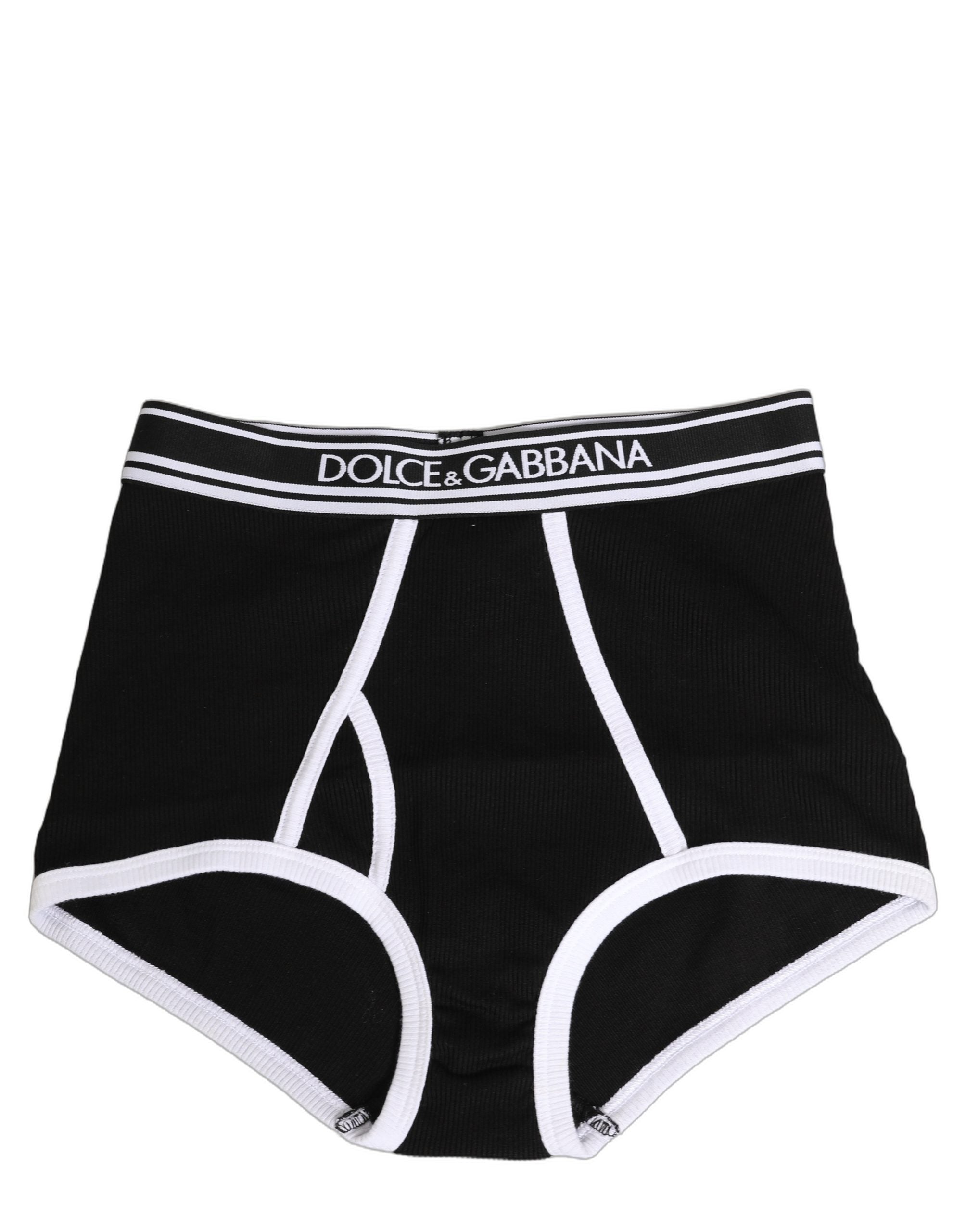 Dolce & Gabbana Black White Logo Waistband Coulotte Panty Underwear