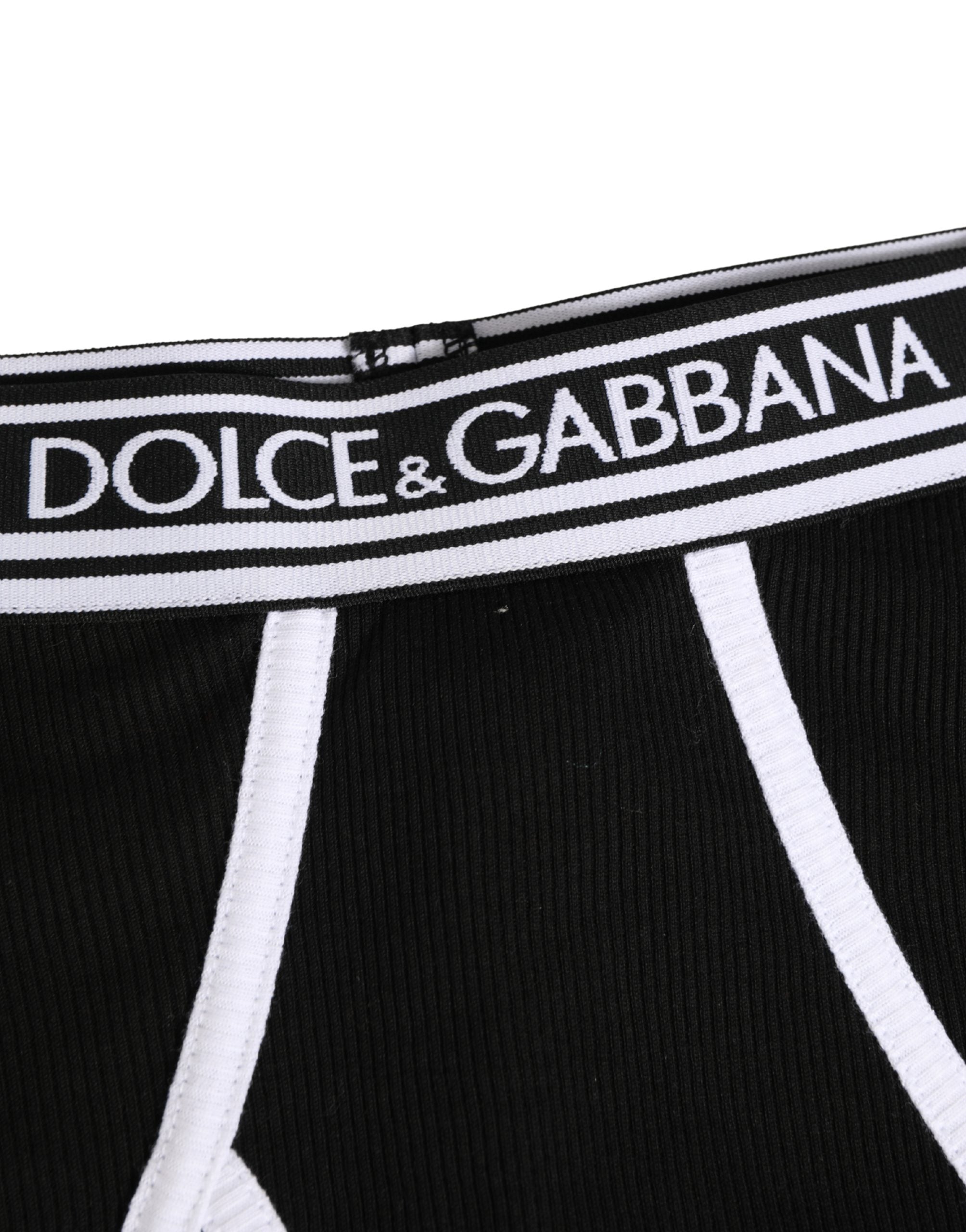 Dolce & Gabbana Black White Logo Waistband Coulotte Panty Underwear
