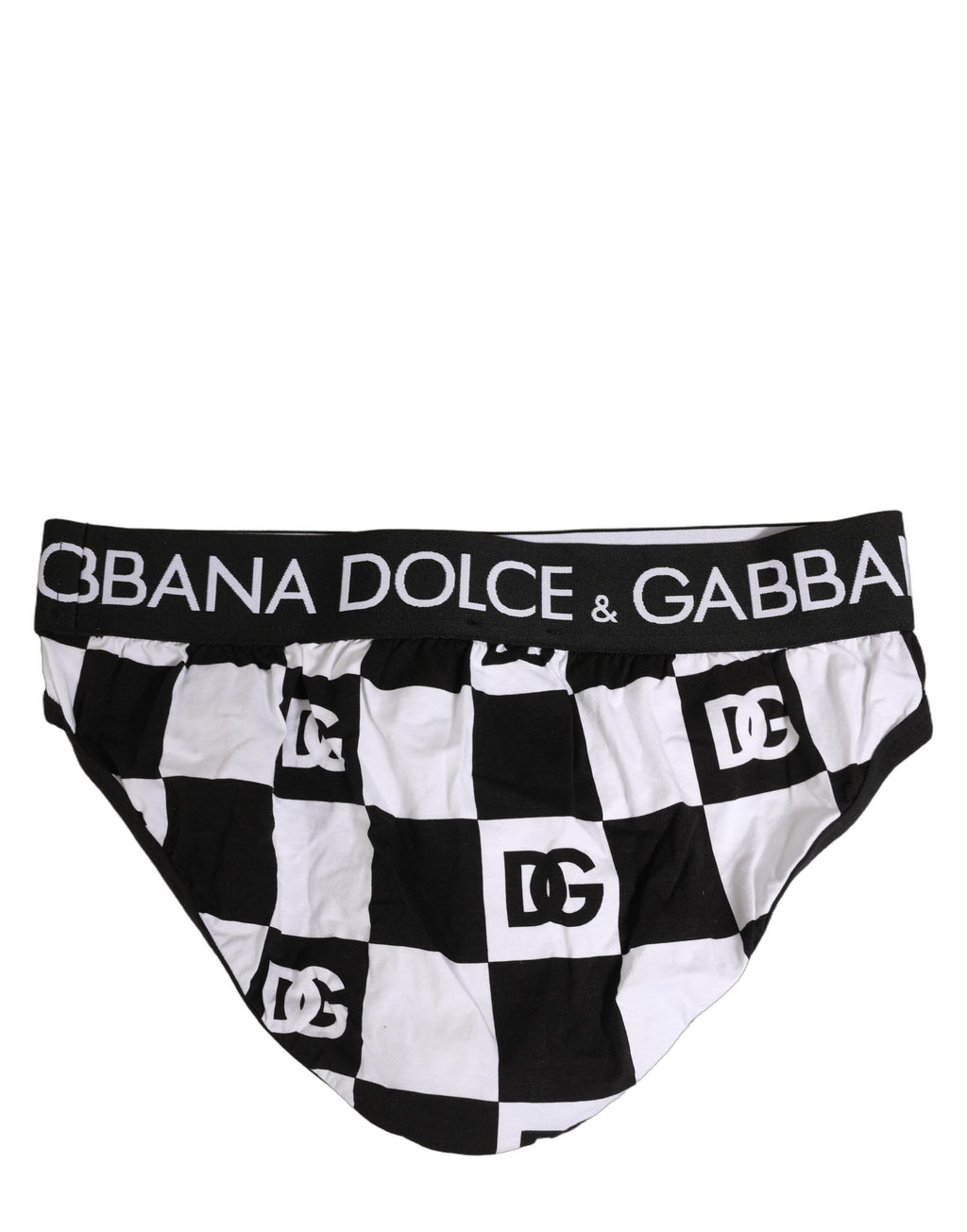 Dolce & Gabbana Black White Logo Checkered Midi Brief Underwear