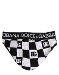 Dolce & Gabbana Black White Logo Checkered Midi Brief Underwear
