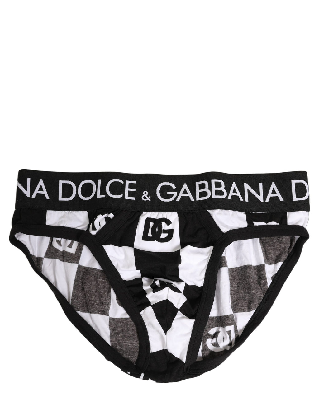 Dolce & Gabbana Black White Logo Checkered Midi Brief Underwear