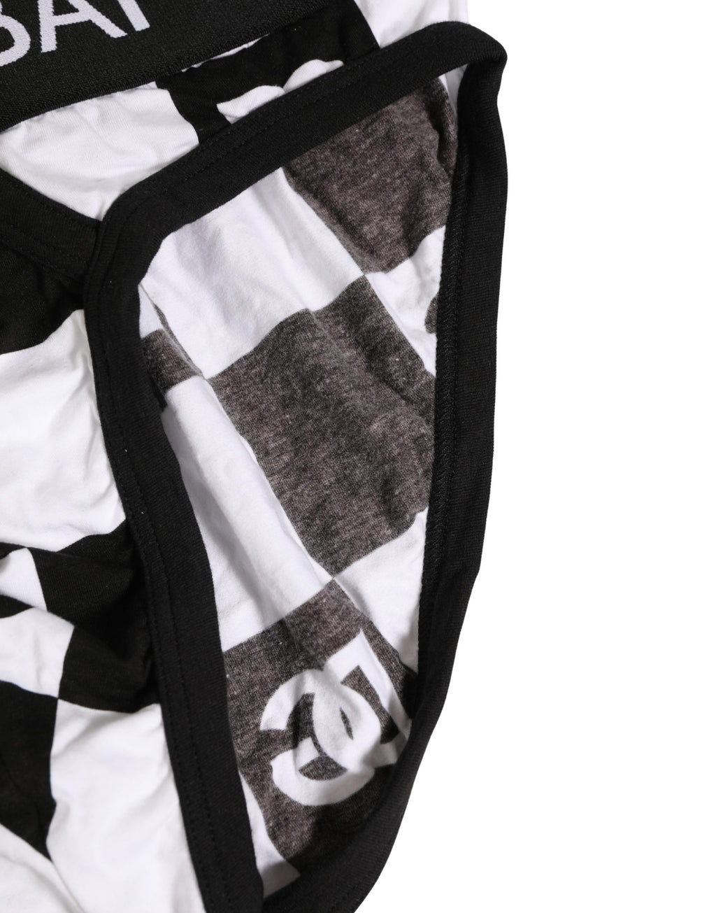 Dolce & Gabbana Black White Logo Checkered Midi Brief Underwear