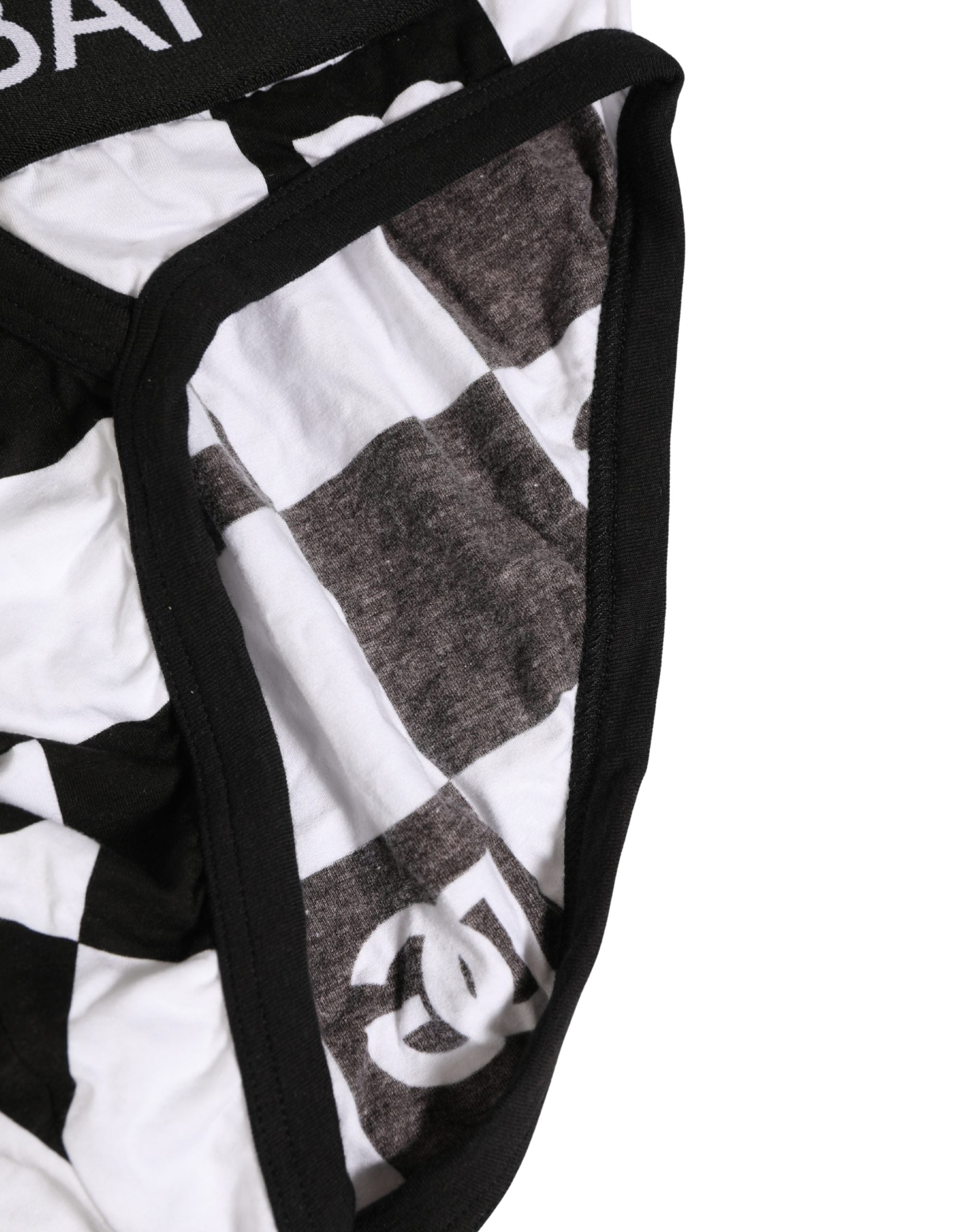 Dolce & Gabbana Black White Logo Checkered Midi Brief Underwear