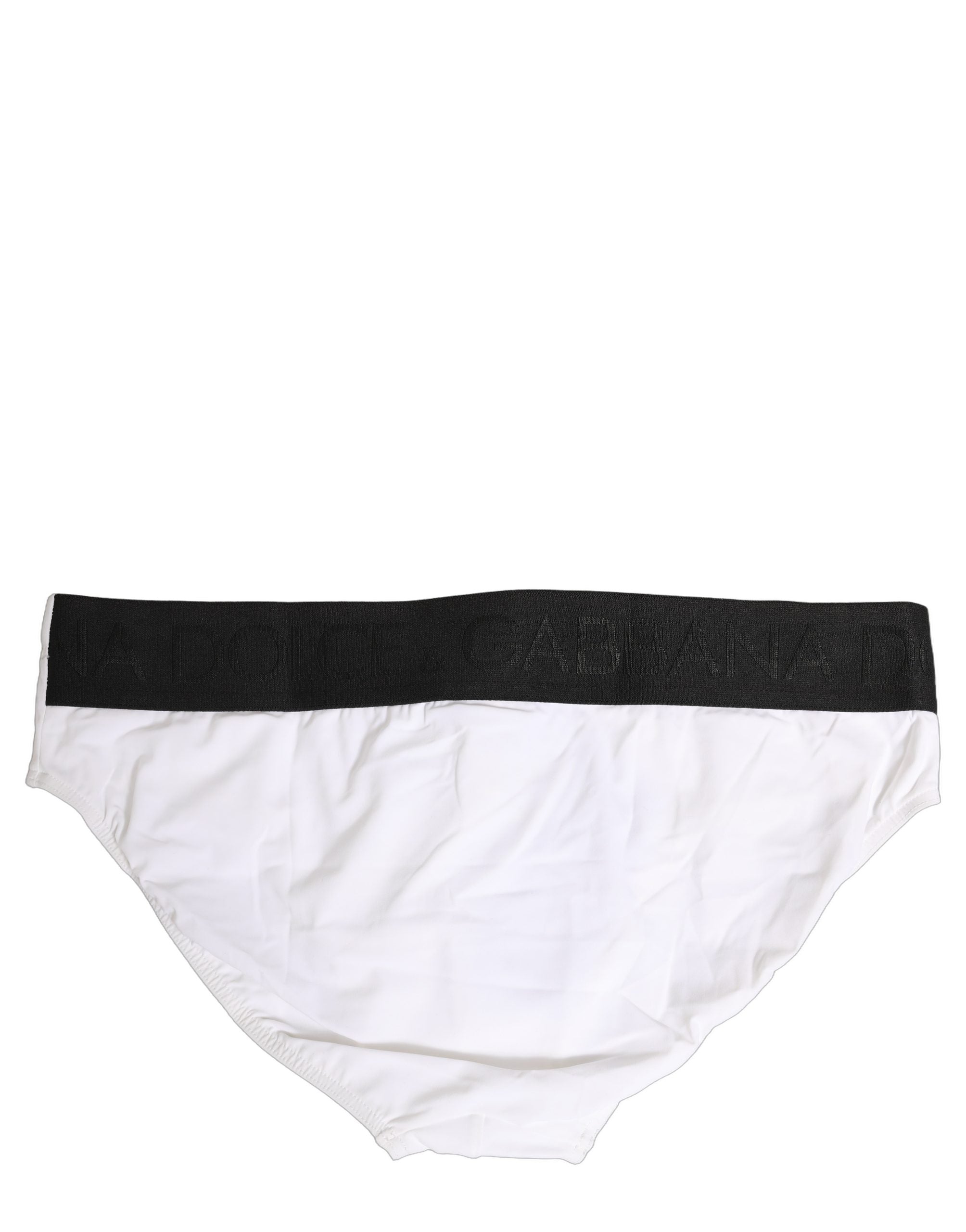 Dolce & Gabbana White Stretch Drawstring Swim Brief Swimwear