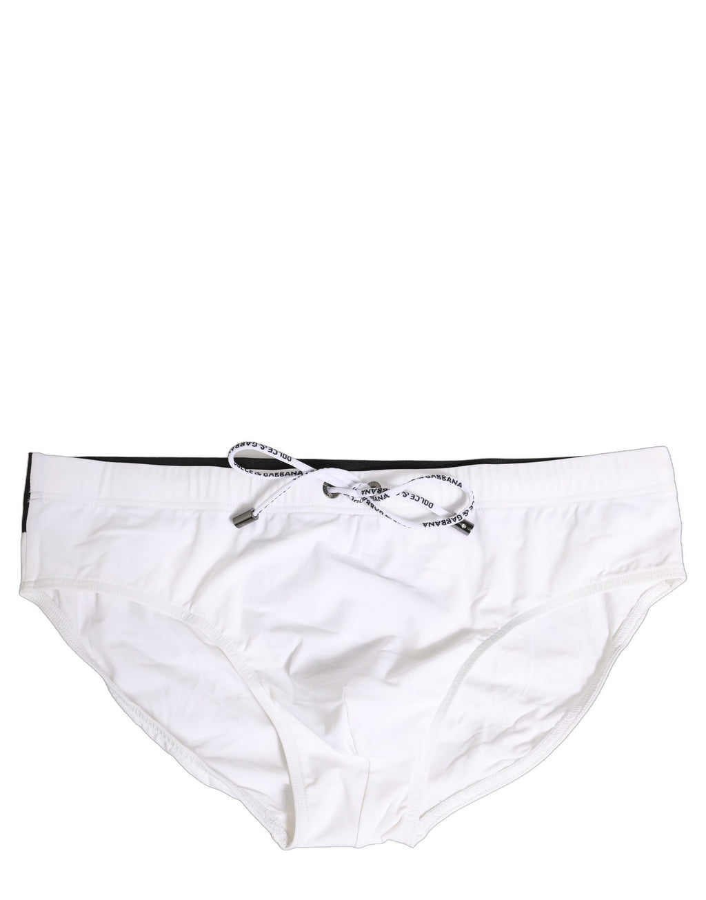 Dolce & Gabbana White Stretch Drawstring Swim Brief Swimwear