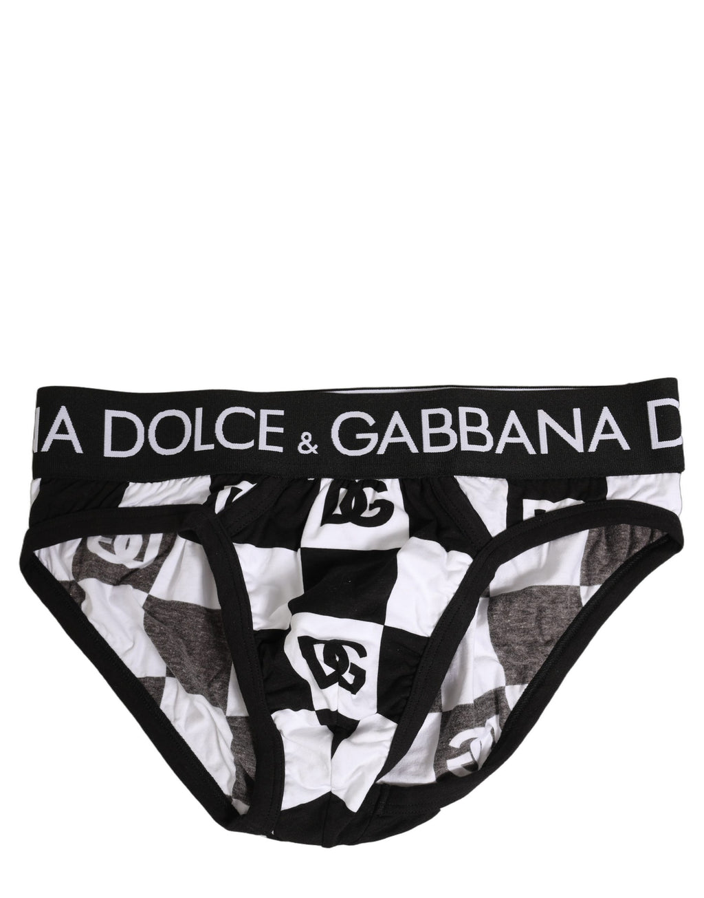 Dolce & Gabbana Black White Logo Checkered Midi Brief Underwear